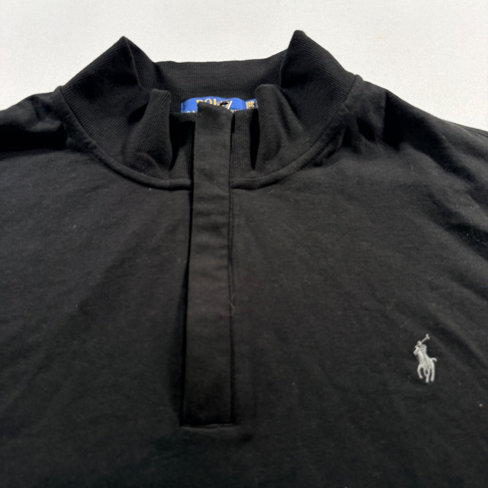 Polo Ralph Lauren Quarter Zip Pullover Mens 3XB Black Cotton Big & Tall Sweater